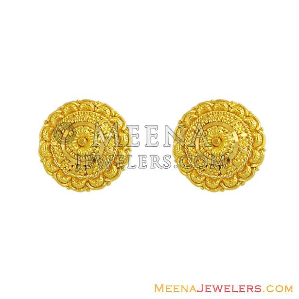 22K Indian Gold Tops - ErGt12006 - 22k gold tops with fine filigree ...