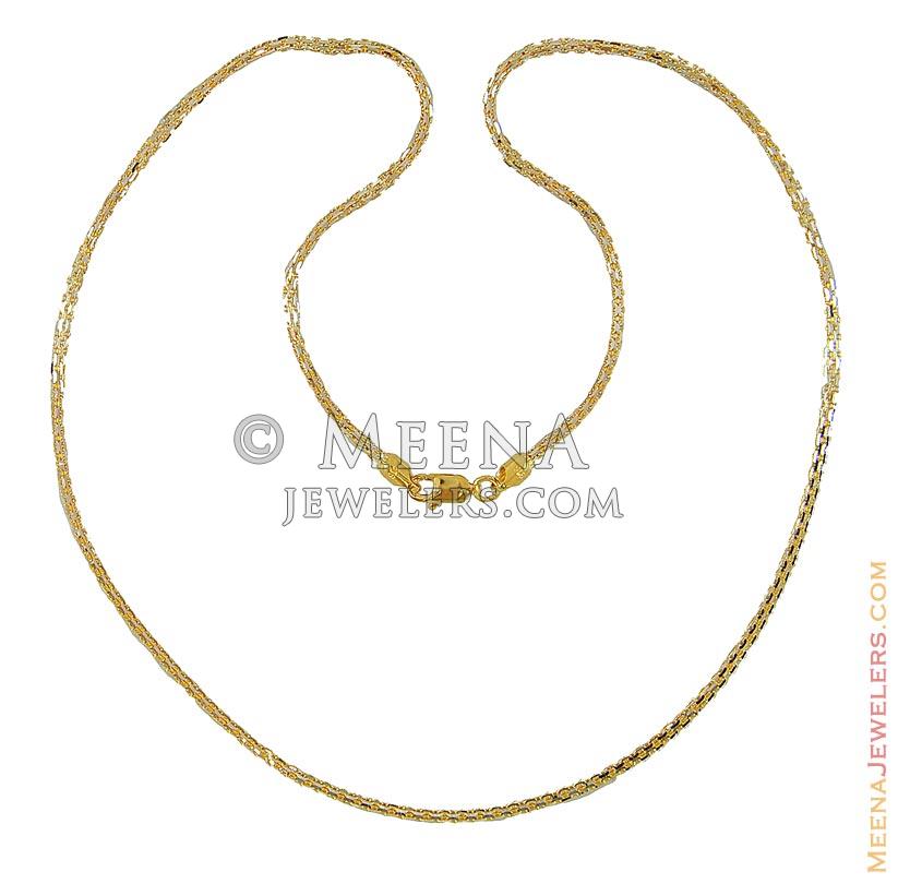 Indian Two Tone Chain (22K Gold) ChPl8923 22k Gold Rhodium plated twotone chain. Hook type