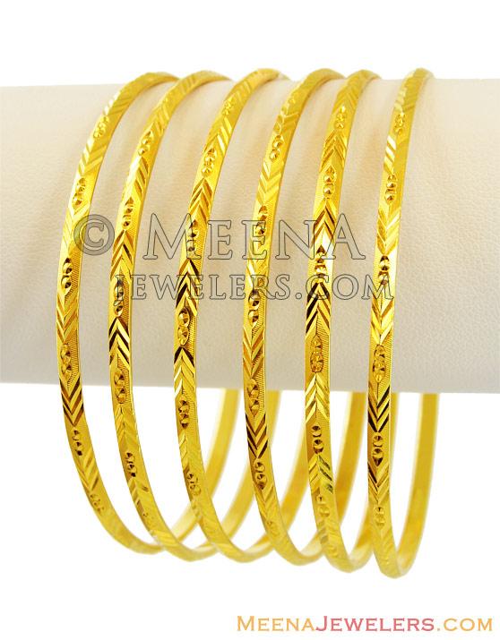 22K Gold Machine Bangles(6 pcs) - BaGo13411 - 22k gold bangles machine ...