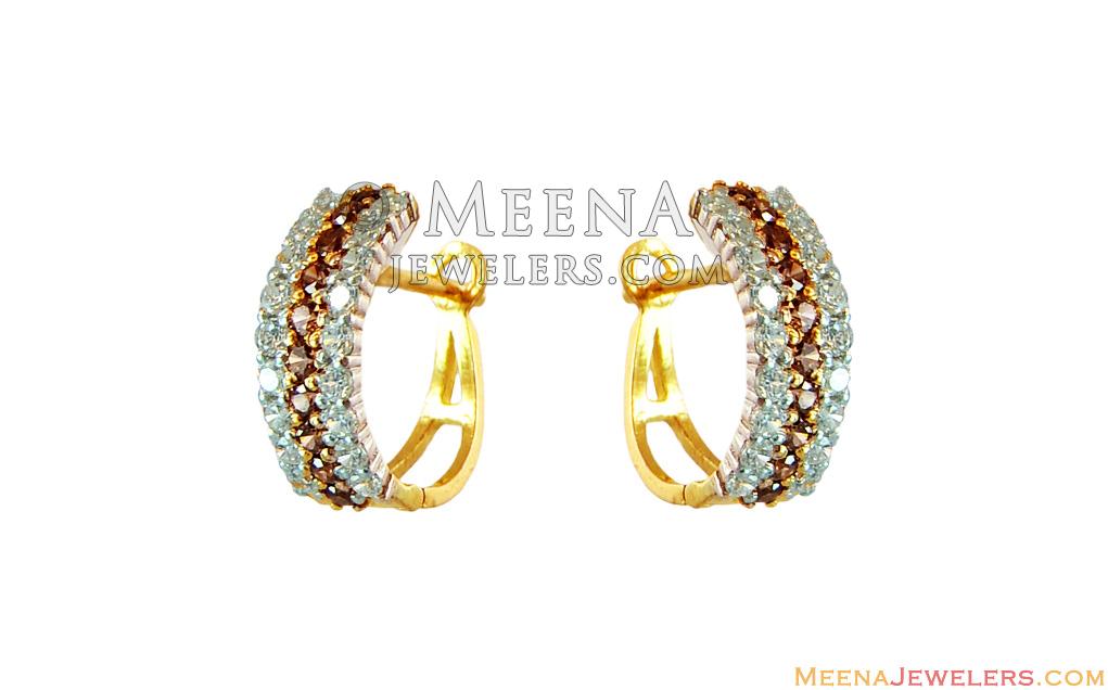 Gold Cubic Zircons Earrings - ErCl15631 - 22K Gold Earrings designed in