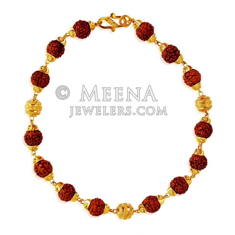 22 karat Gold Rudraksh Bracelet BrMb21074 22 Karat Gold Bracelet for men's is designed with