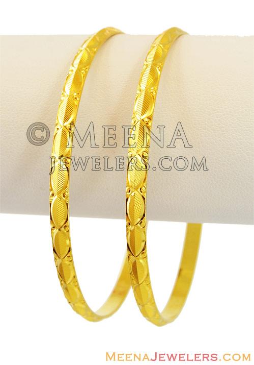 22K Gold Machine Bangles(2 pcs) - BaGo13415 - 22k gold bangles machine ...