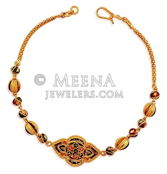 Fancy Meenakari Gold Bracelet BrLa18665 22K Gold Ladies Bracelet
