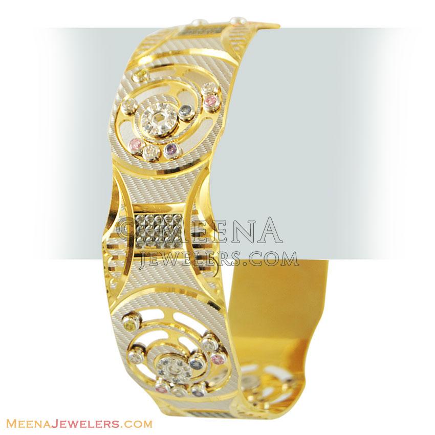 22K Color Stones Lazer Bangle(1 Pc) - Ba2t11610 - 22k Laser bangle (1 ...