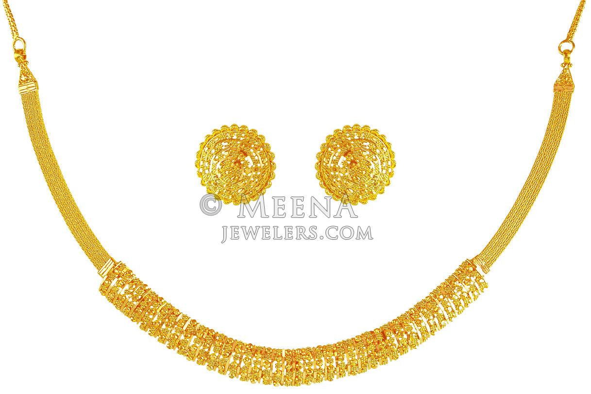 22 Karat Gold Necklace Set StGo19775 22Kt gold necklace and earring