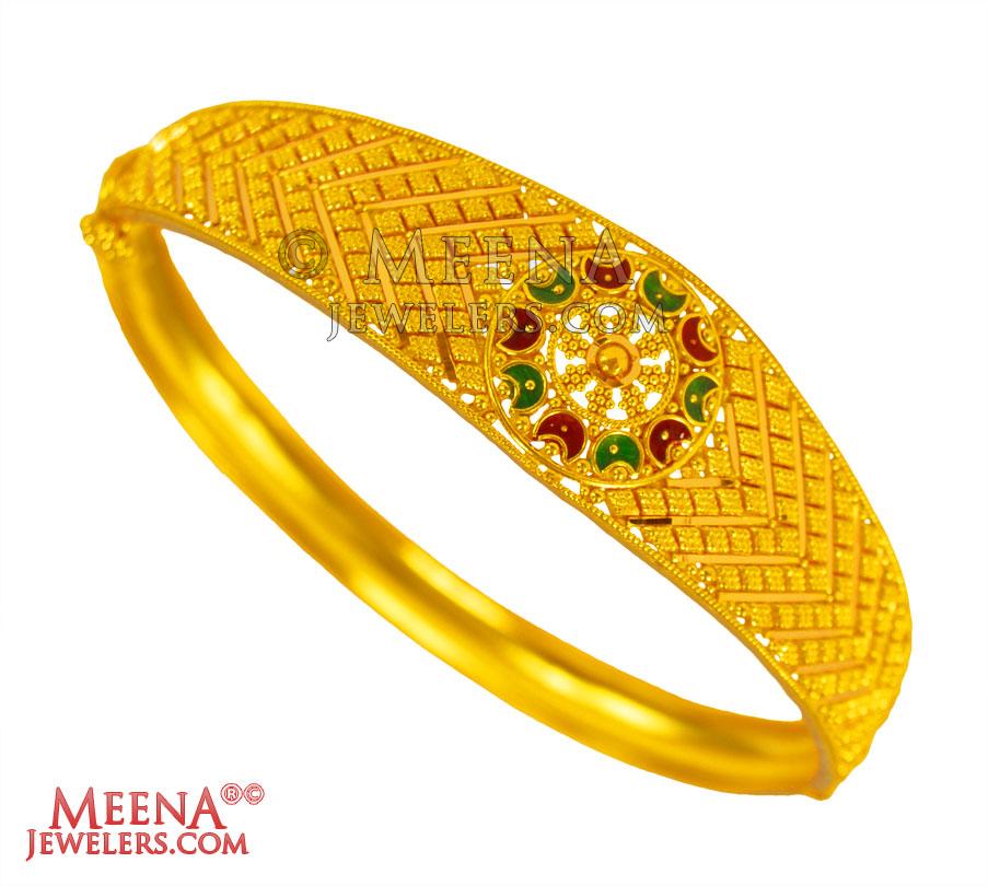 22K Gold Meenakari Kada BaKa24862 22K Gold kada is handcrafted with