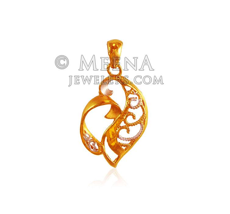 22K Gold Fancy Pendant - PeGa19073 - 22k gold fancy two tone pendant.