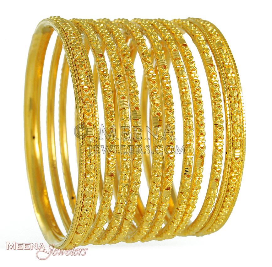 22Kt Gold Handmade Bangles BaSt3344 22 Kt Gold Handmade Bangles Set