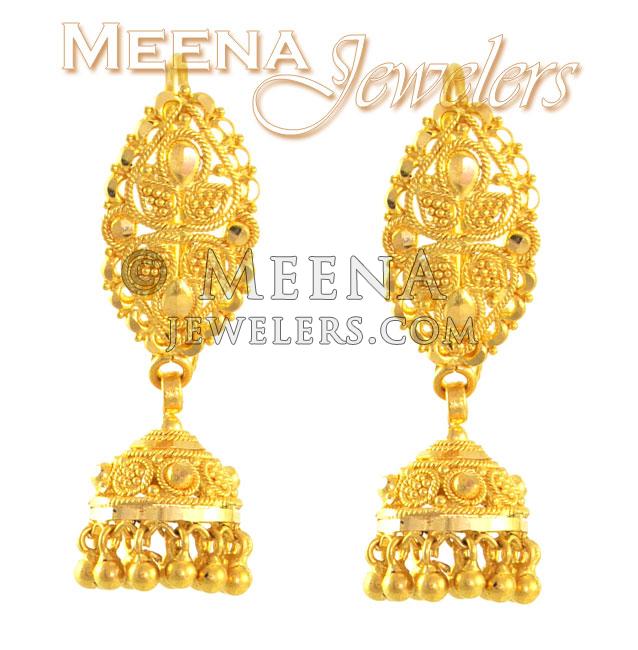 22Kt Gold Fancy Earrings - ErFc1583 - 22Kt Gold Fancy Earrings with ...