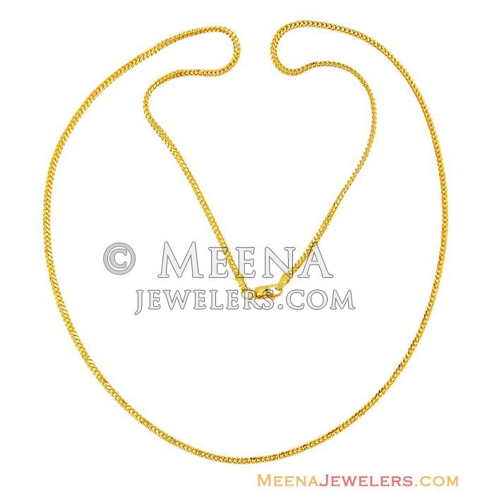 22K Yellow Gold Chain (24 Inch) ChPl13130 22k yellow gold fox tail