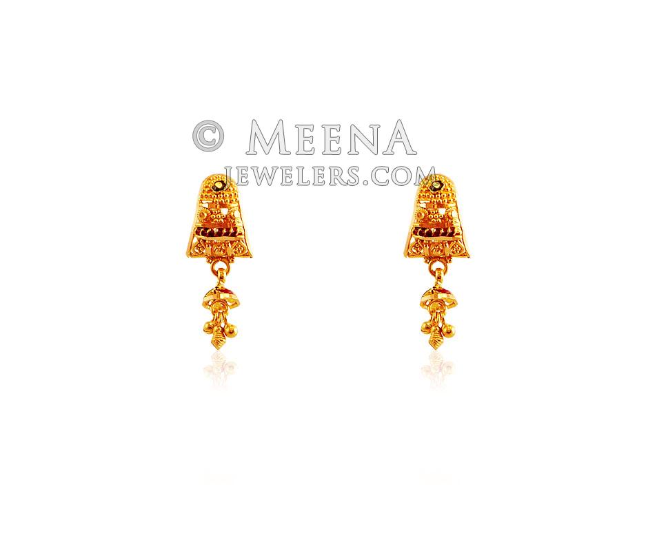Women Gold Plated Meenakari Long Earing