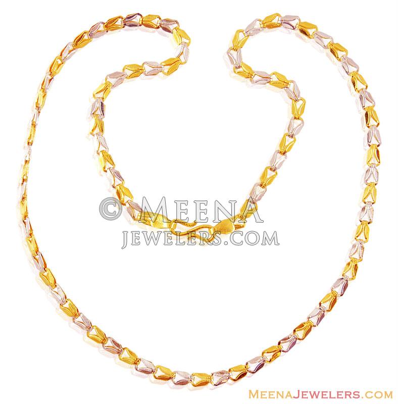Fancy 22K Chain in Two Tone Finish chfc16359 22K Gold Ladies Fancy