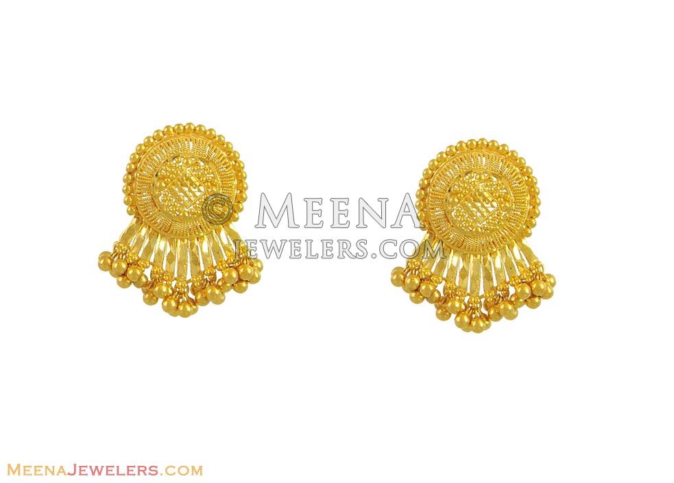22k Filigree Earrings - ErFc11170 - 22k yellow gold earrings with ...