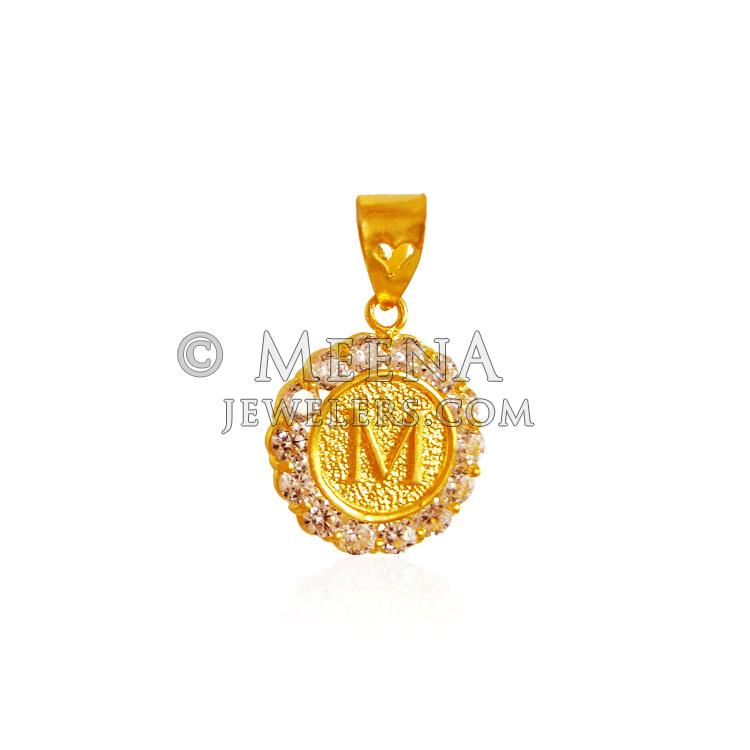 22k Gold Pendant with Initial (M) PeIn21673 22K Gold pendant is