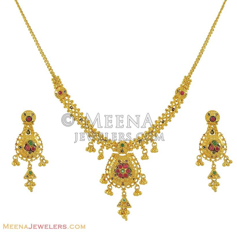 22K Light Necklace Set StLs8304 22k yellow gold light necklace