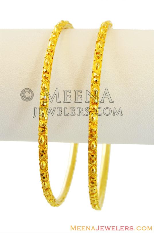22K Light Weight Gold Bangles bago13435 22k Fancy Gold Light Weight