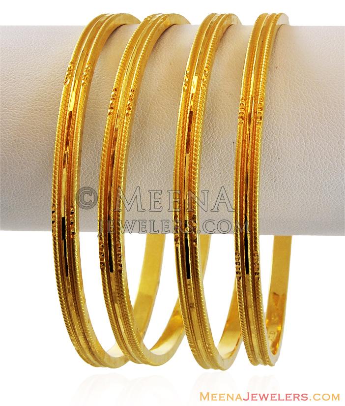 Light Weigh Machine Bangles Set 22k - BaSt17016 - 22k Yellow Gold ...
