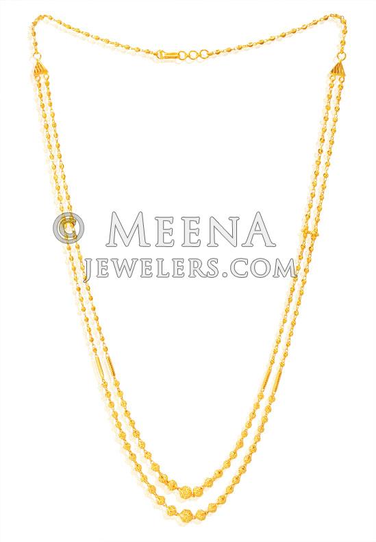 22Kt Gold Balls Two Layers Chain chfc23631 22Kt Gold Balls Long