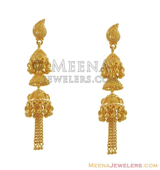 Indian Gold Earrings ErFc10142 22K Gold Earrings (indian design