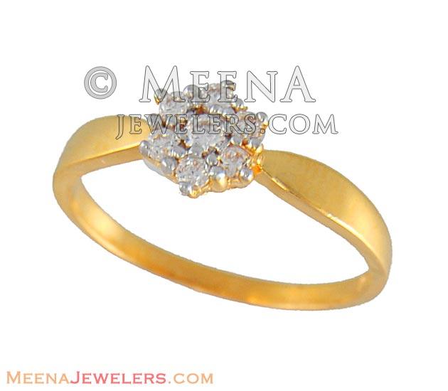 22Kt Gold Signity Ring - RiLs4884 - 22Kt Gold Ladies Ring studded with ...