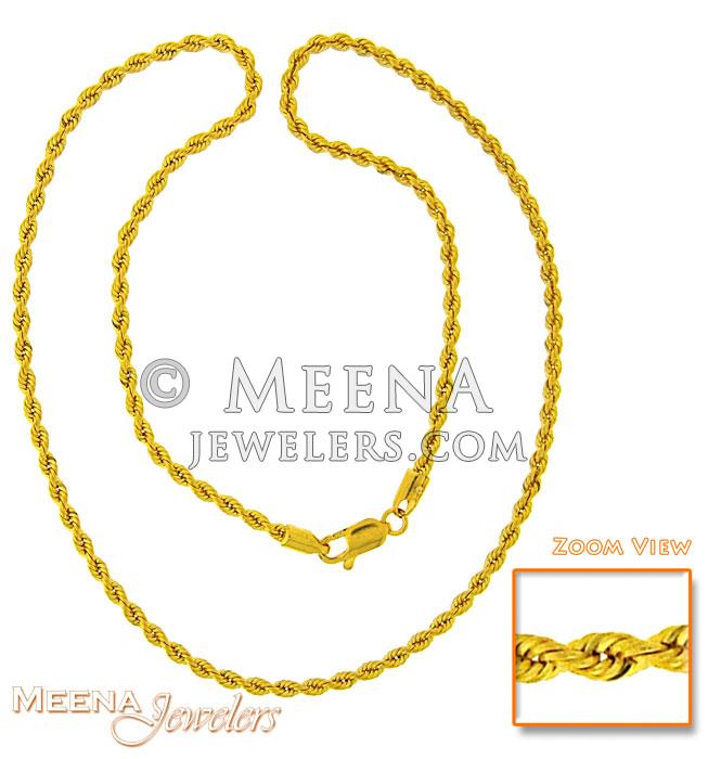 22 Kt Gold Rope Chain - ChPl2593 - 22 Kt Gold Rope Chain