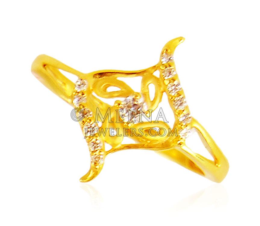 22 Karat Gold Ring - RiLs20612 - 22k Gold Ring is designed with studded ...