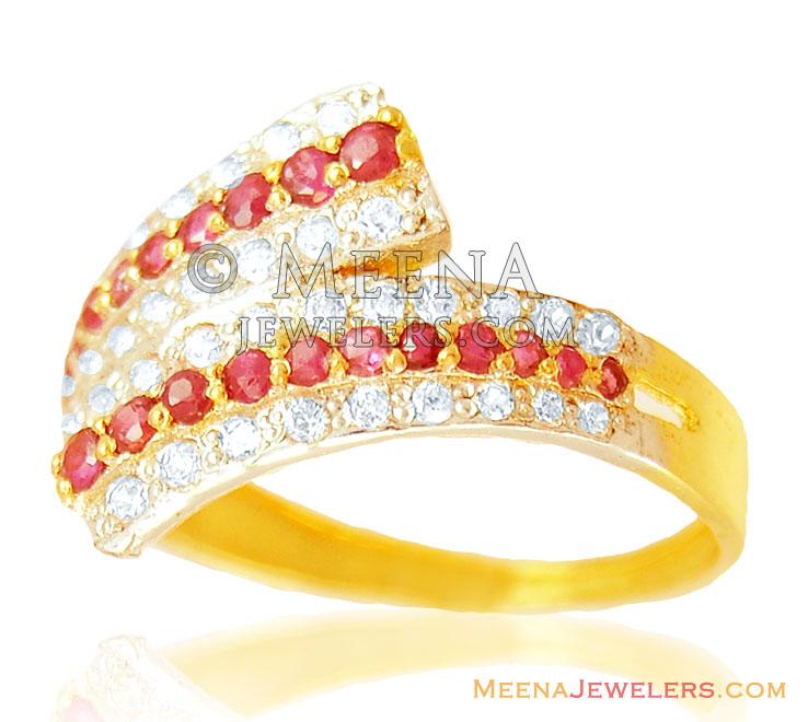 22K Beautiful Ruby Ring - RiLp14925 - 22Kt Gold Designer Ladies Ring
