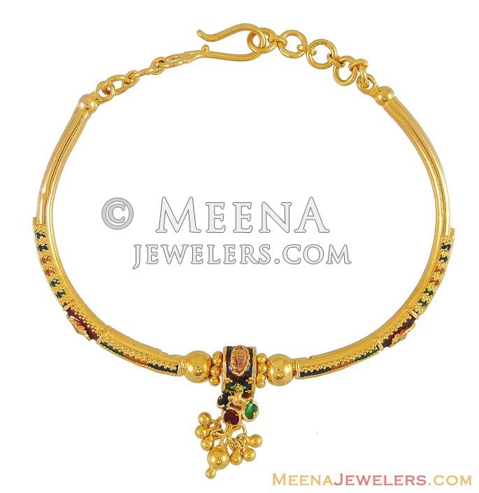 22k Meenakari Adjustable Kada BrLa9443 22k gold bangle / kada