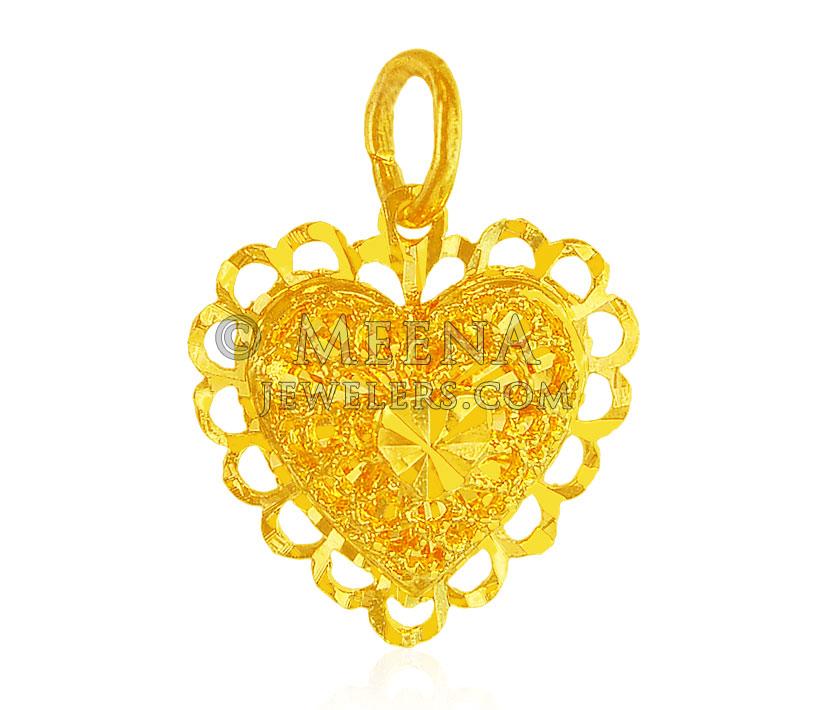 22K Gold Fancy Heart Pendant PeFc19339 22K Gold Fancy heart Pendant