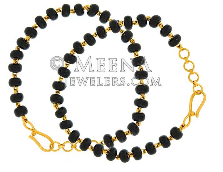 22K Baby Bracelet with Black beads BjBb4024 US 1,049 22K gold