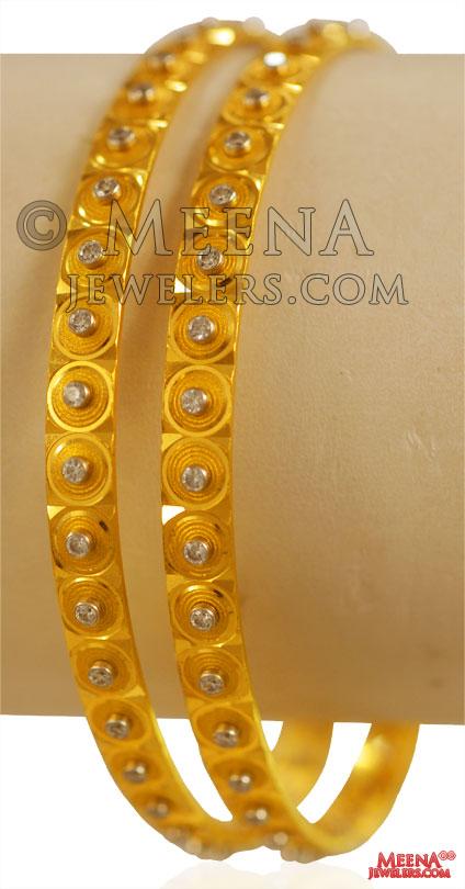 22K Gold Machine Bangles (2PC) - bago27531 - US$ 7,333 - 22Kt Gold ...