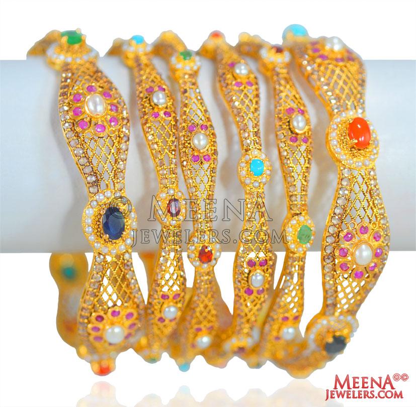 Indian Bangles Set 22K Gold BaSt25369 22 Karat Gold Bangles (set of