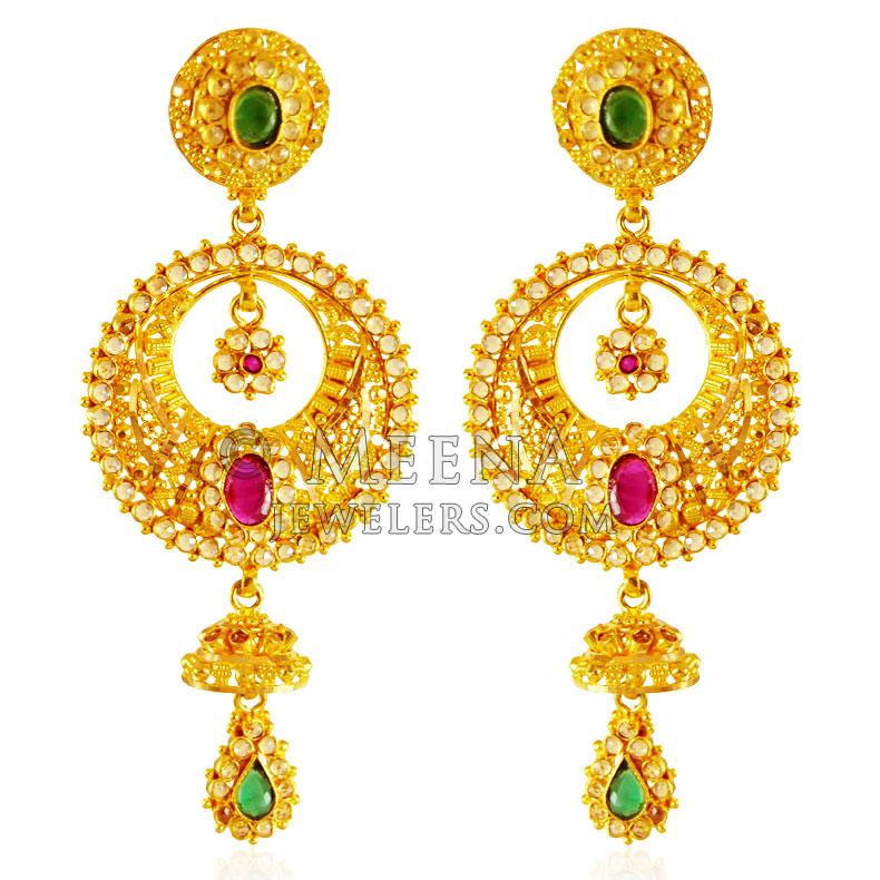 Women's Contemporary Metal Gold Plated and Zinc Alloy Pearl Chand Bali Earrings