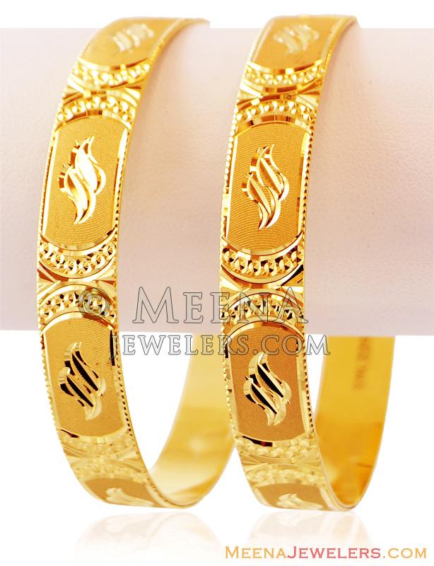 22K Gold Machine Bangles(2 Pc) - BaGo16252 - 22k Gold Bangles(2PCs ...