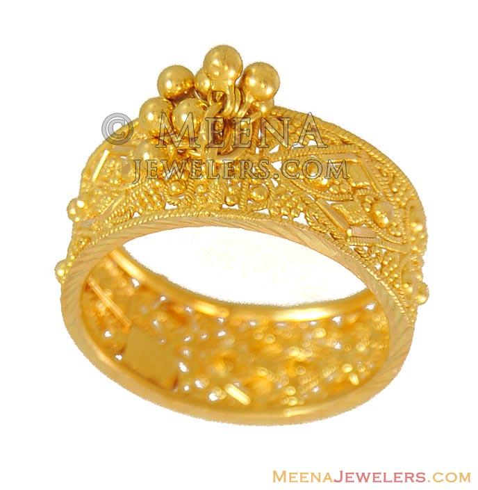 Indian Gold Band with Hanging - RiLg9693 - 22K Gold Indian Band / Ring ...
