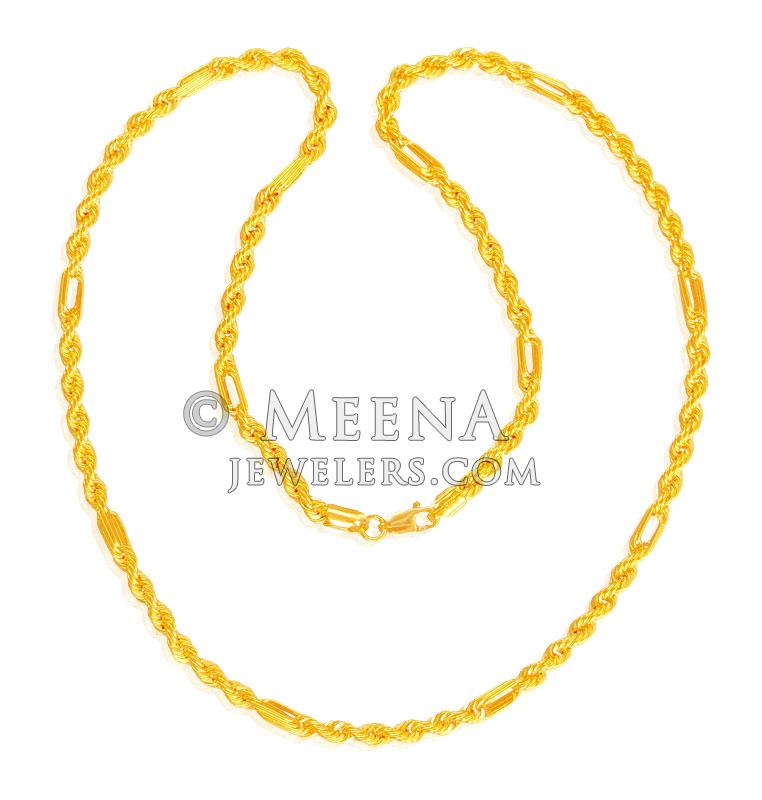 22k Hollow Cartier Rope Chain chpl18971 22k Mens Fancy Gold Cartier