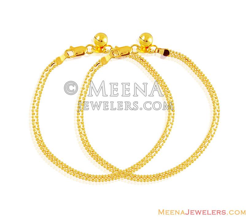 22K Gold Kids Anklet GaPa16317 22k Gold Payal (Pair) for kids