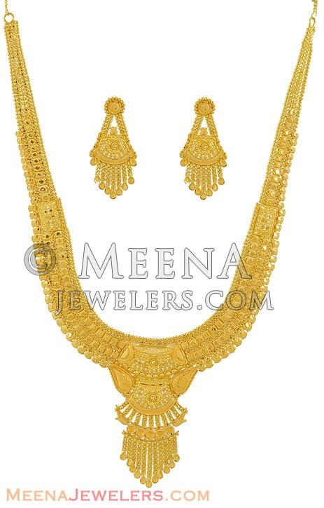 22k Gold Designer Set - StGd8136 - 22k gold designer necklace earring ...