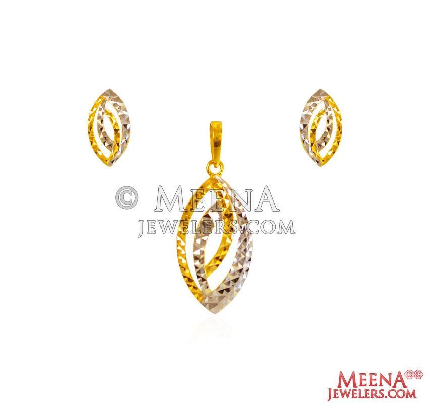 22Kt Gold Fancy TwoTone Pendant Set - PsFc27998 - US$ 1,786 - Elevate ...