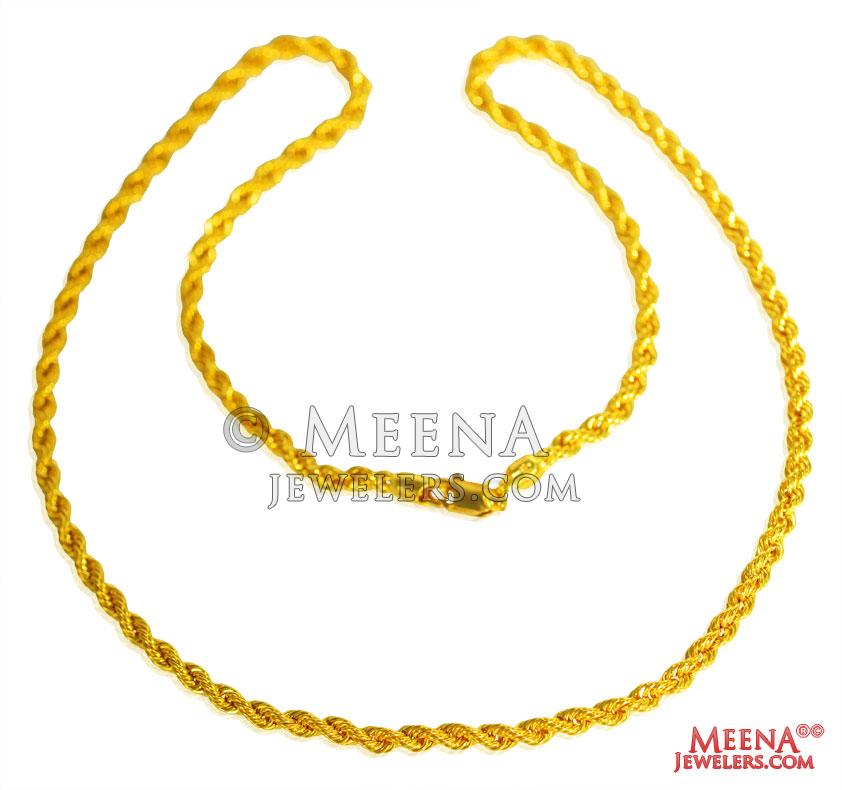 22 Kt Hollow Rope Chain (18 Inches) ChPl25758 US 648 22 Kt Gold 22 Kt Hollow Rope Chain (18 Inches) ChPl25758 US 648 22 Kt Gold