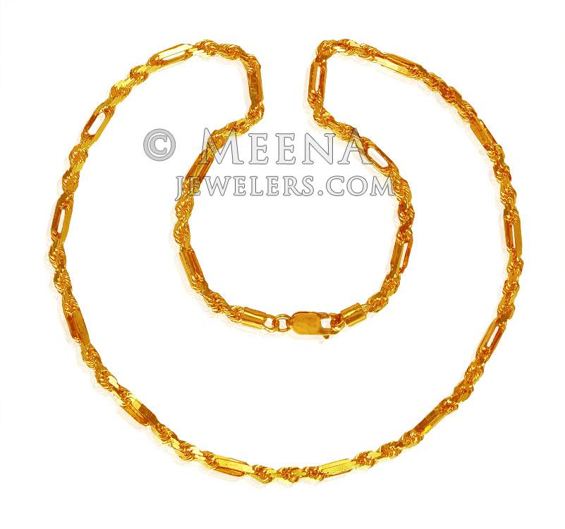 22Kt Gold Rope Chain 20In - ChMs20153 - 22K Gold Cartier rope chain for ...