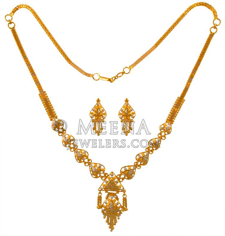 22 Karat Gold Two Tone Set StLs23388 22 Karat Gold Necklace set for