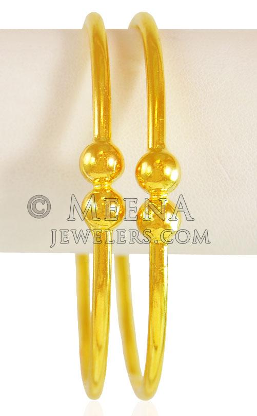 22K Gold Pipe Kada ( 2PCS) - BaKa21010 - 22k gold kadas (2 pcs) are ...