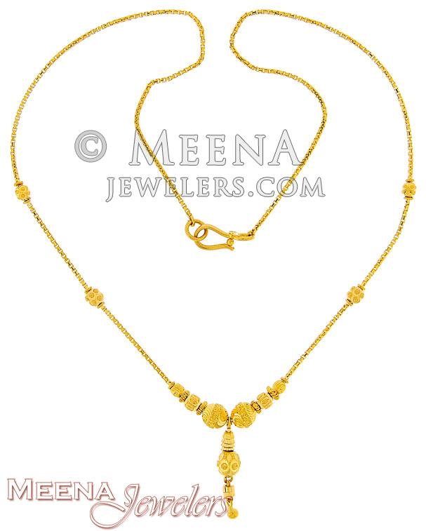 Gold Dokya Chain - ChFc2839 - 22Kt Gold Dokya style fancy necklace ...