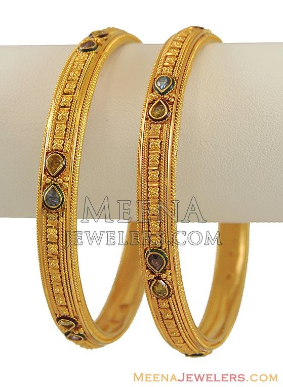 Indian Gold Bangles (22 Karat) BaGo9616 22K Gold Filigree Bangle