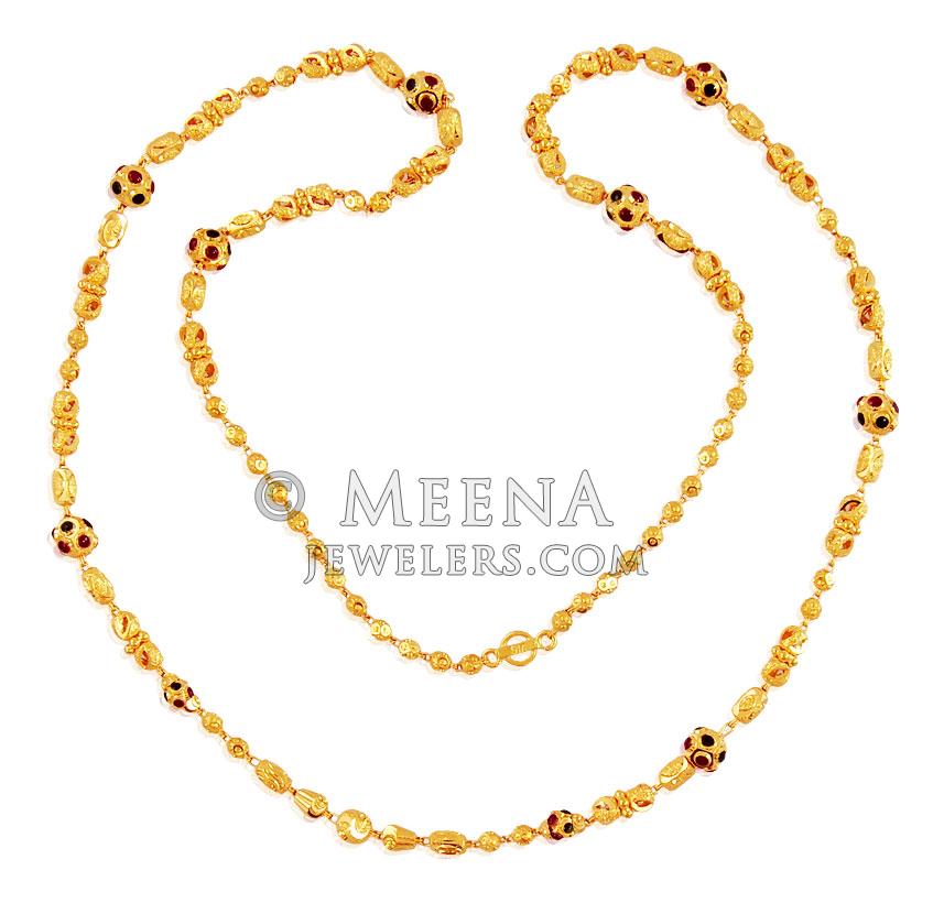 22K Fancy Meenakari Chain ChLo17668 22k gold fancy long ladies