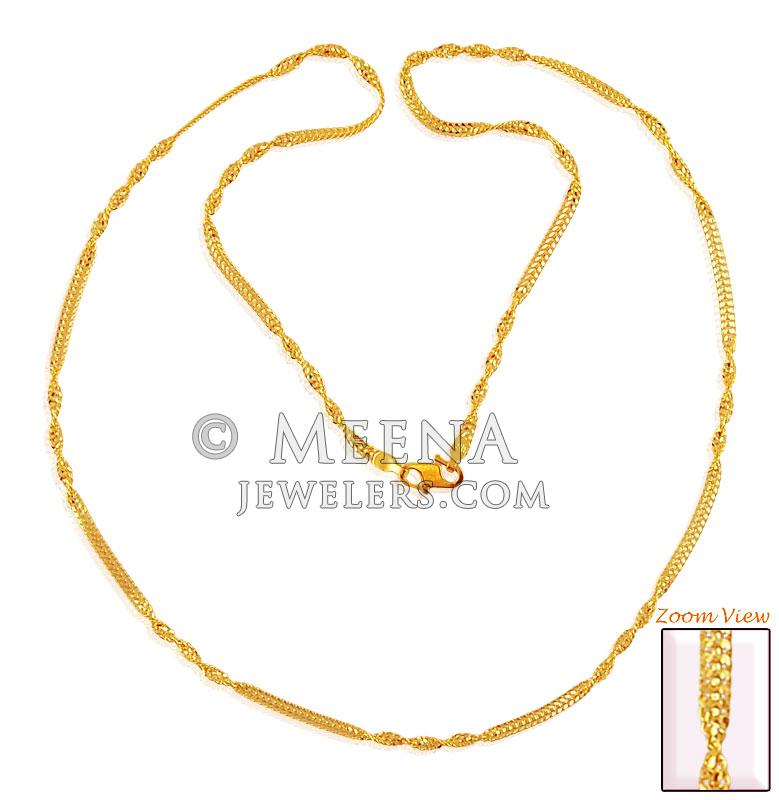 22K Gold Fancy Spiral Chain chpl17399 22K Gold Chain designed in a