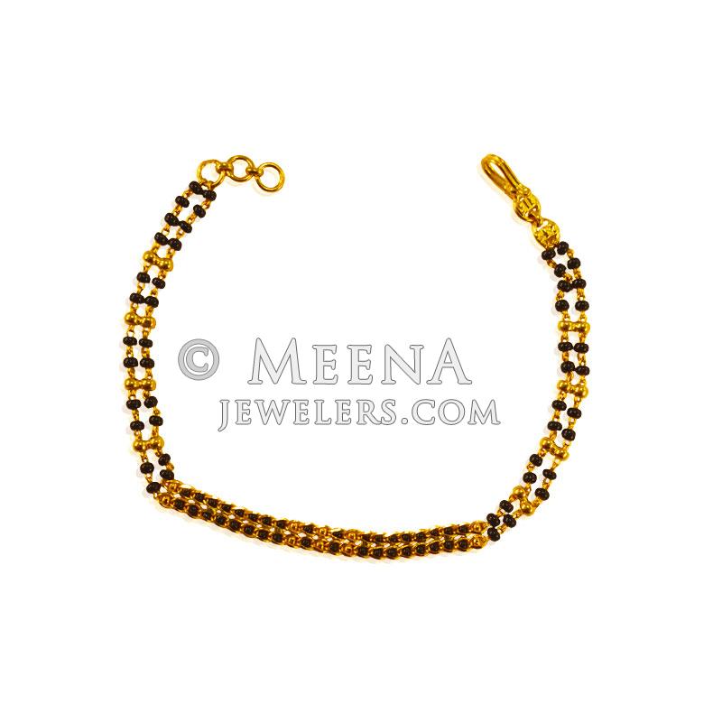 22K Gold Fancy Black Beads Bracelet BrLa24220 22 kt gold fancy