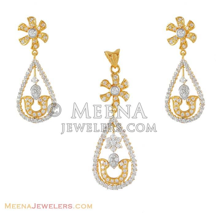 Signity Two Tone Pendant Set - PsFc4796 - 22kt Gold signity pendant and ...