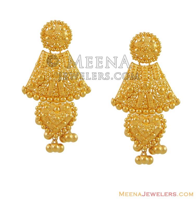 Indian Gold Earrings (22Kt) ErFc9949 22Kt gold earrings exclusively